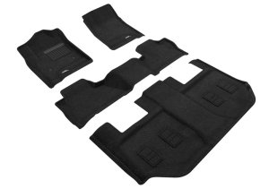 Chevrolet Suburban Floor Mat Set - Front Rear and Third Row - 3D MAXpider - Elegant - Black - `15-`20